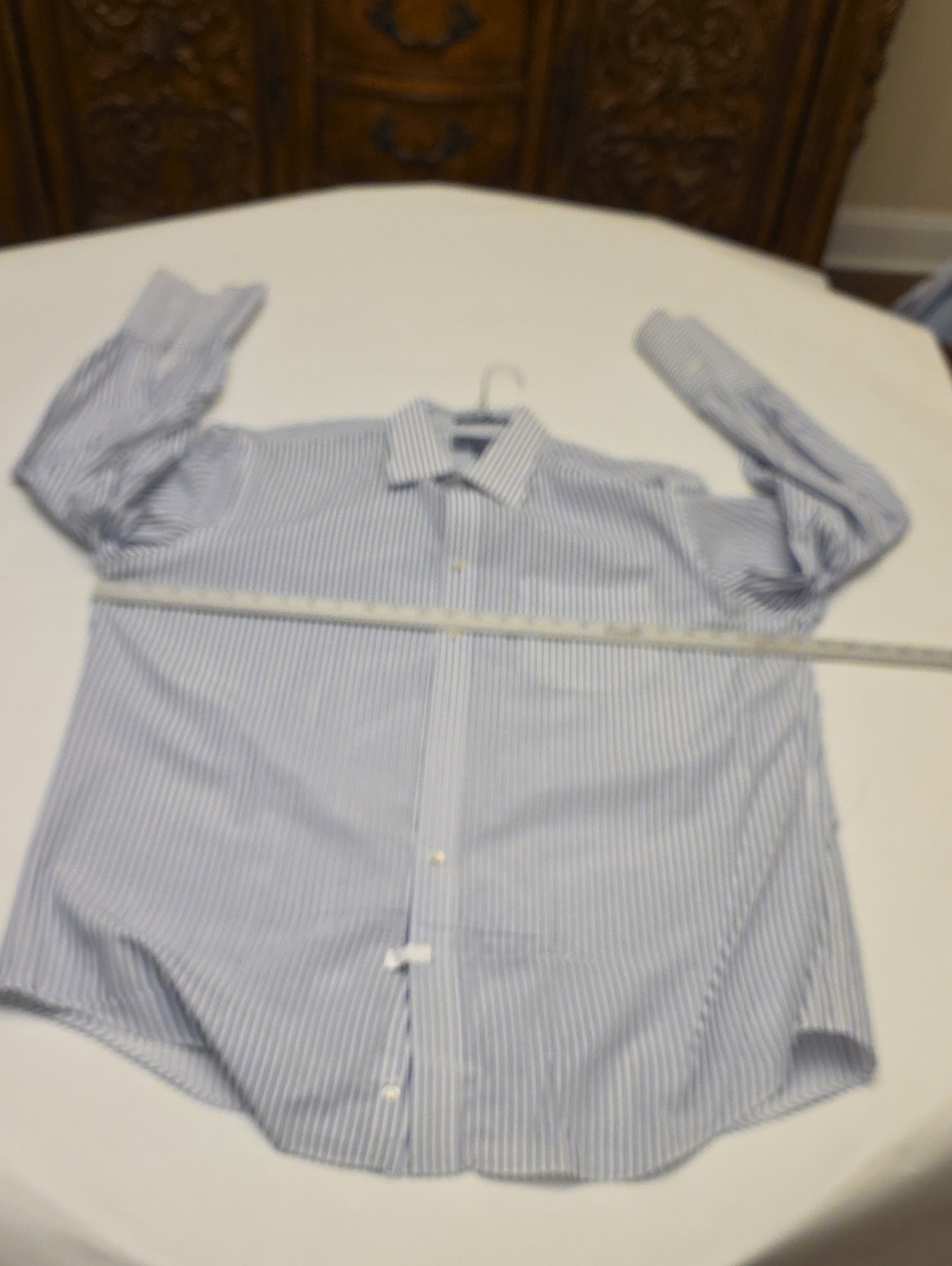 Paul Fredrick Blue and White Striped Men's Dress Shirt